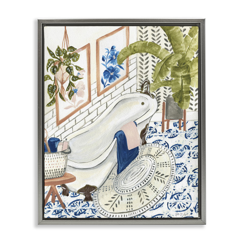 «Boho Chic Bathaign Brown», encadrée par Floater, Cadre flottant gris lustré, H 21 po x l 17 po