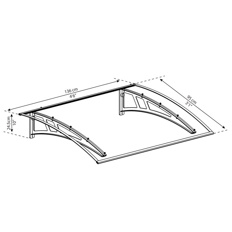 Canopia By Palram 136cm W x 95cm D Plastic Clear Cover Retractable Door / Window Awning