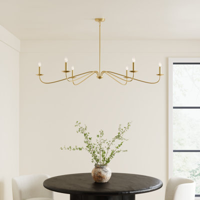 Lustre 6 lumières Meridian en laiton naturel