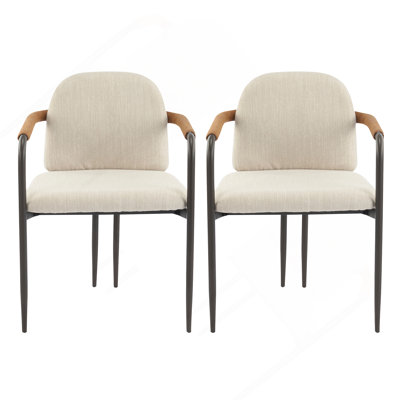 Dinning Chair With Iron Frame-Set Of 2-Espresso+Beige