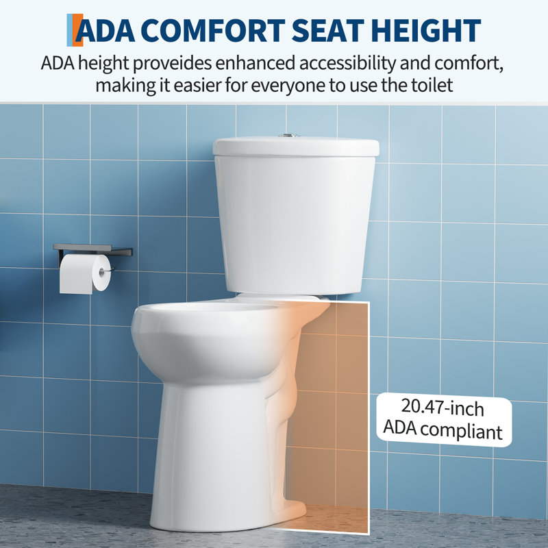Two-Piece Toilets Excludes Cover Plate with Soft-Close Seat for Bathrooms (without Lid)