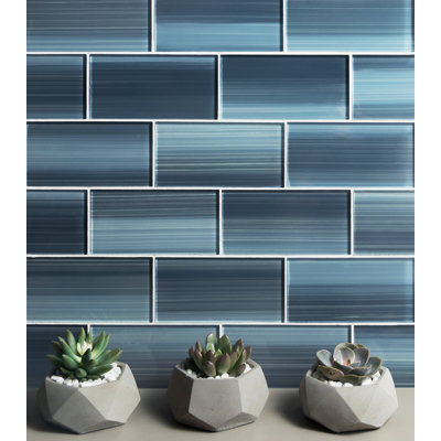 Premium Hand Painted 3" x 6" Straight Edge Glass Mosaic Subway Tile
