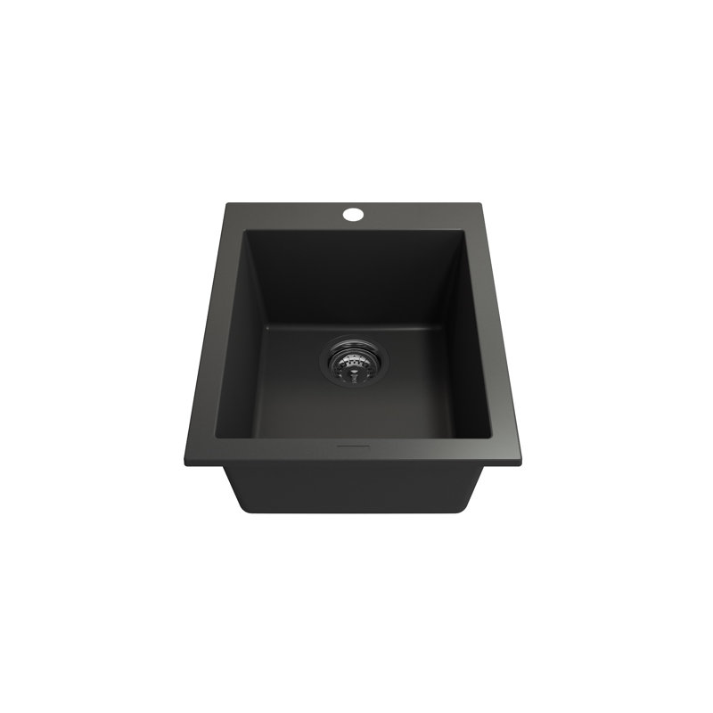 Campino 16'' L Single Basin Kitchen Sink, Matte Black