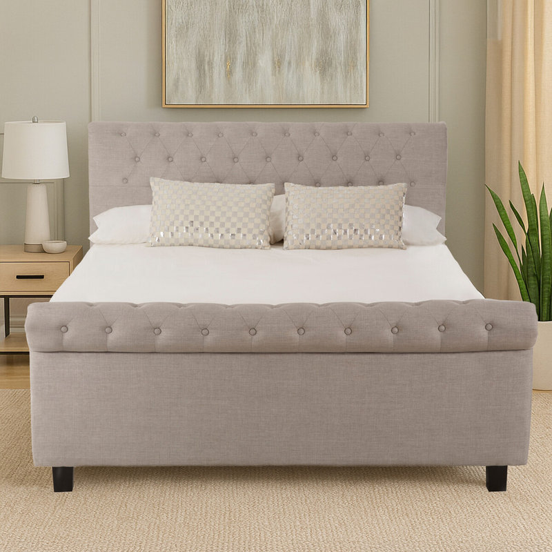 Starbuck Upholstered Ottoman Storage Bed, Light Grey, 161 x 240 cm