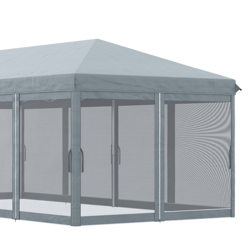 10' X 20' Heavy Duty Pop Up Canopy With Netting, Sun Shelter For Outdoor Events In Garden, Patio, Gray. Spacious Layout, Versatile Function, Resistance Tent Mesh Protection. For Beach, Fair, Yard.