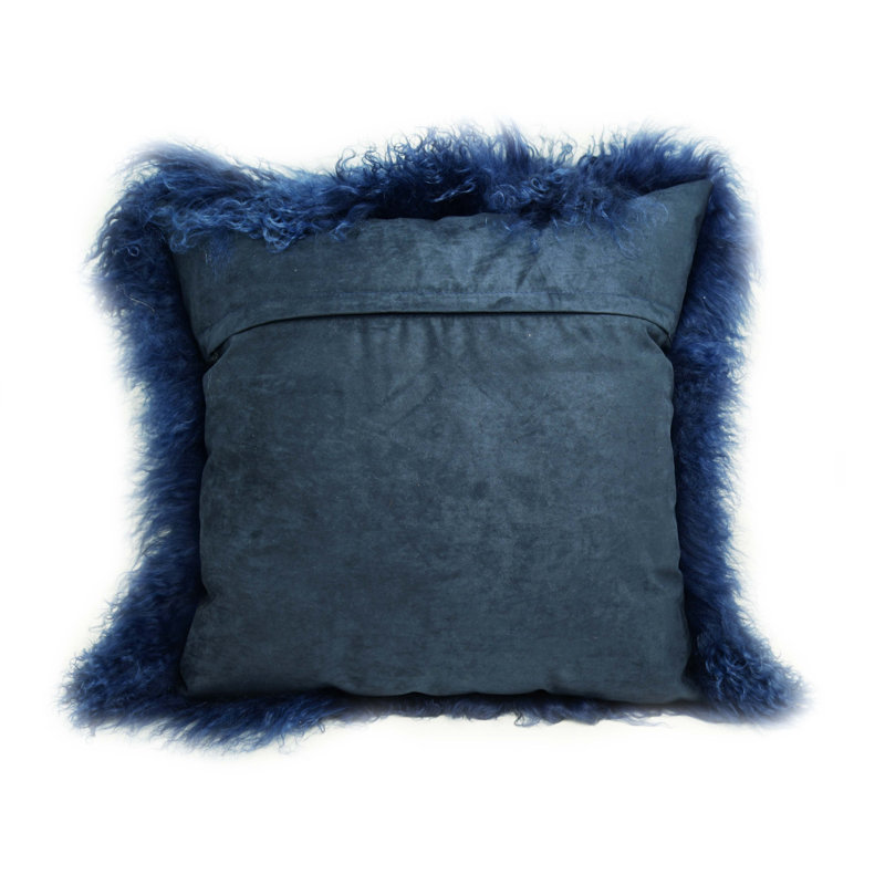 Tibetan Microsuede Throw Pillow, Nautical Blue, 20" x 20", Solid Color
