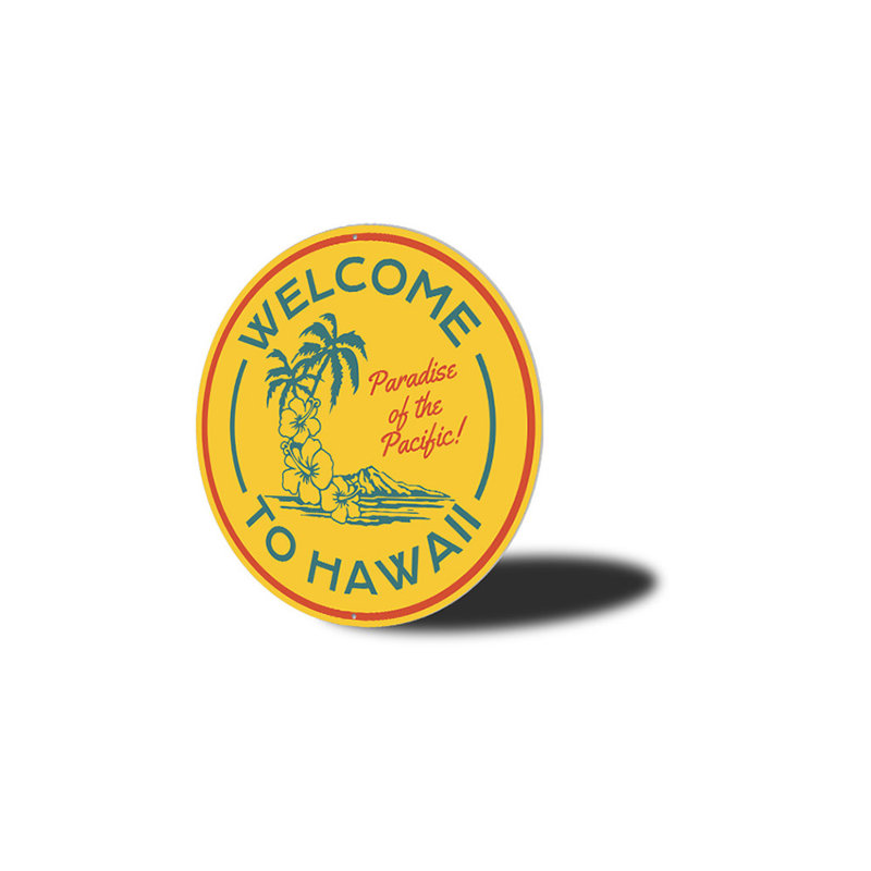 Panneau de bienvenue en aluminium Hawaii, H 12 po x l 12 po x P 0,04 po