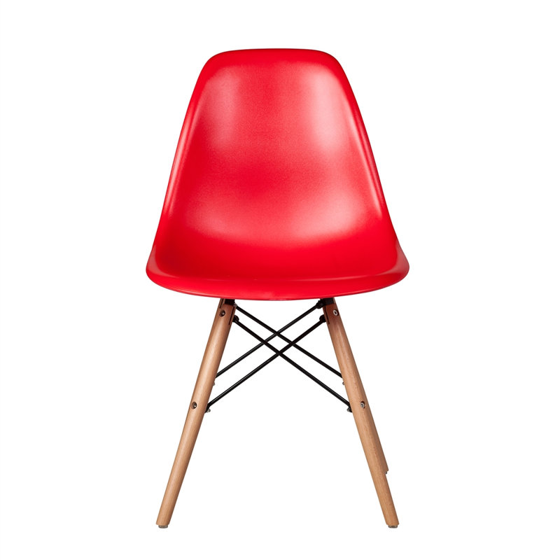 Chaise d'appoint Custer, Rouge / Naturel, 4