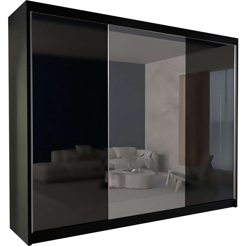 Dakia 3 Door Manufactured Wood Wardrobe, Matte Black