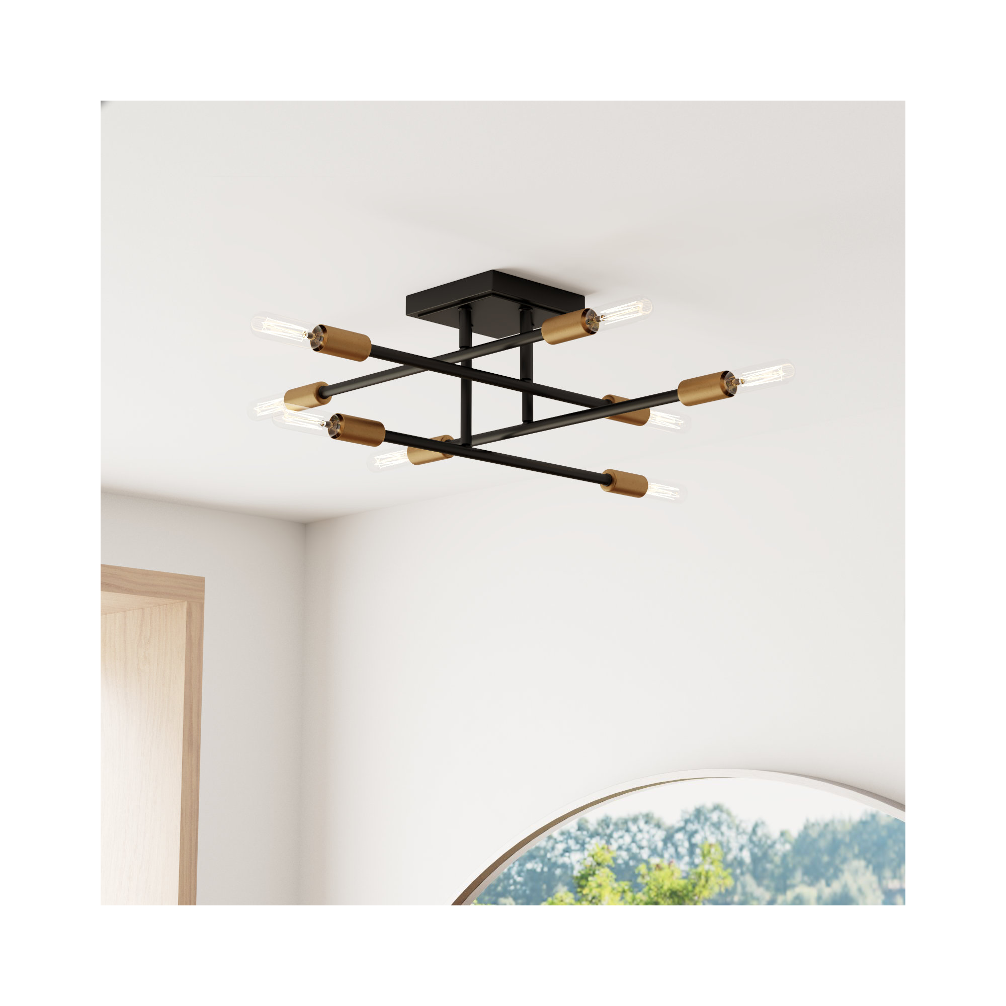 Jordy 8-Light Steel Sputnik Semi Flush Mount , Dark Bronze