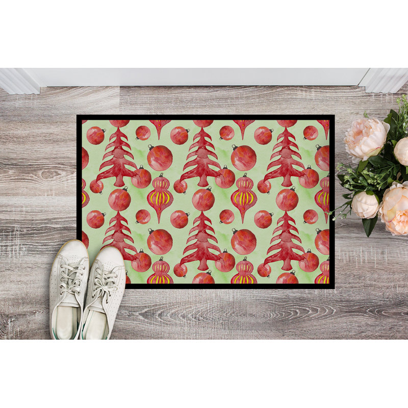 Tapis de porte d’extérieur anti-dérapant ornements Anne, Rectangle 1 pi 6 po x 2 pi 3 po