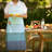 Apron | Waffle Blue Cotton Kitchen Apron-35.8"(L)