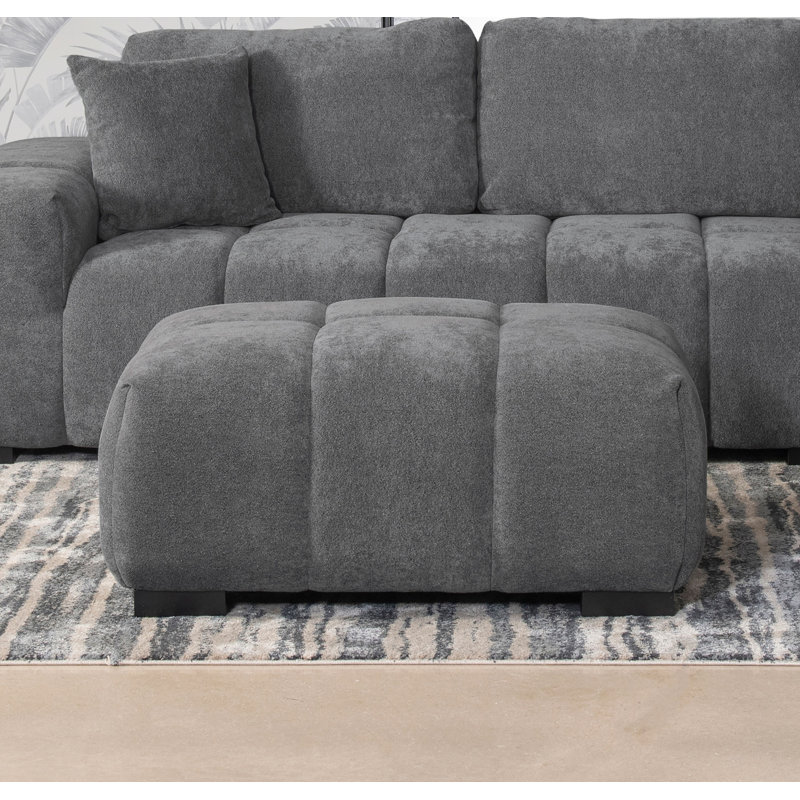 Octavia Upholstered Rectangular Ottoman Charcoal Gray, Gray