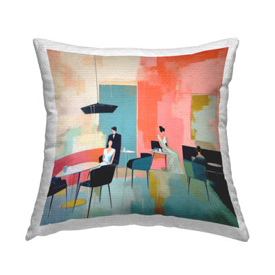 Abstract Indoor/Outdoor Throw Pillow