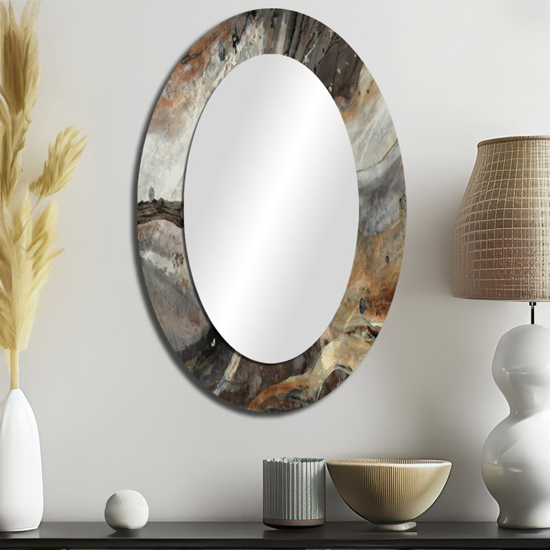 Morning Effervescence II - miroir abstrait, miroir mural moderne unique, impression d'art en métal, 36 po x 24 po, Ovale
