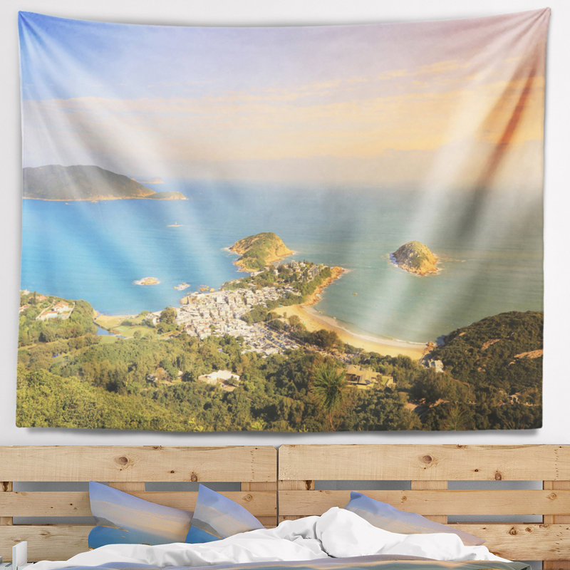 Tapisserie de l’itinéraire de randonnée tropical vert en polyester avec accessoires suspendus inclus, H 68 po x l 80 po