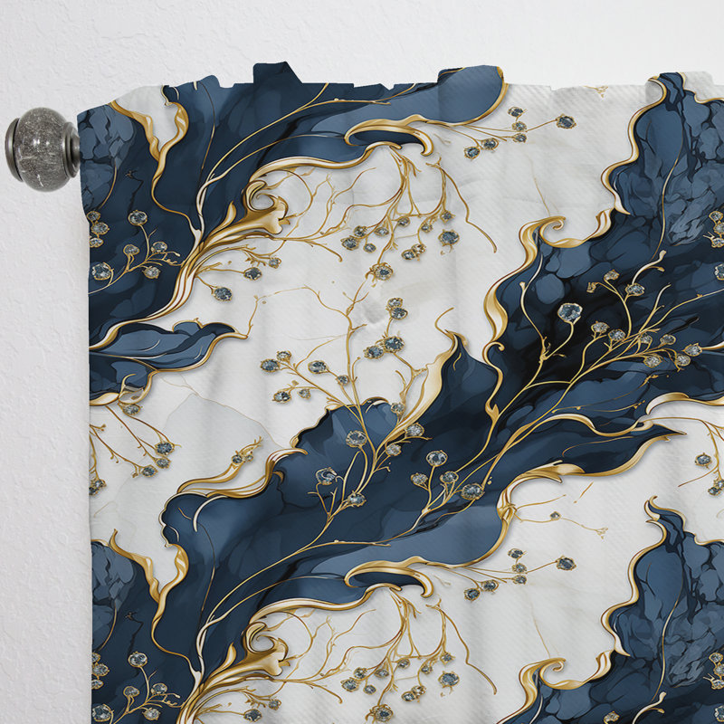 Gwydion Vintage Charm Marble Pattern II - Glam Curtain - Velvet Room Darkening - 1 Panel, 52" W x 108" L