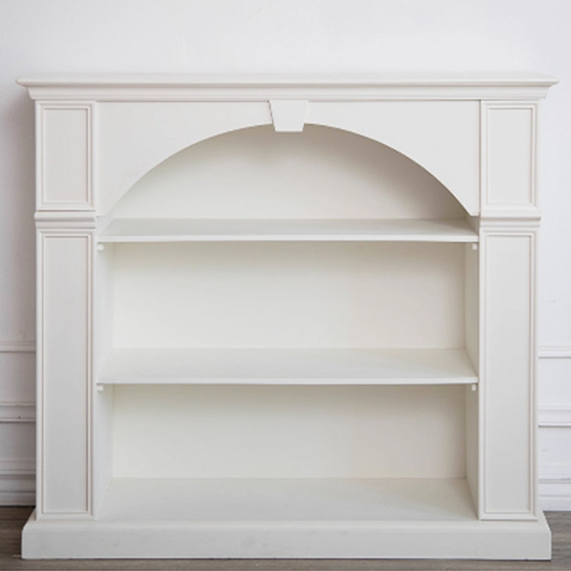 White Solid + Manufactured Wood Freestanding Fireplace