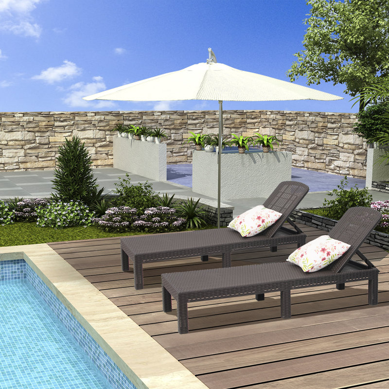 Ensemble de chaises longues inclinables de 33 po avec table
