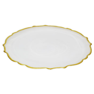 Ensemble d’assiettes plates blanches albâtre avec bordure dorée