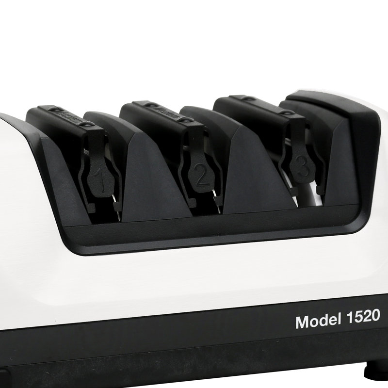 White Electric Knife Sharpener with Diamond Abrasive Discs