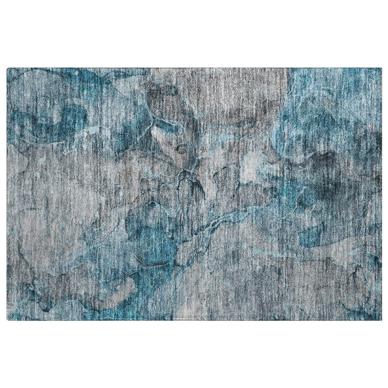 Tapis à poil long de qualité supérieure lavable à la machine ADS689, Teal, 2 pi 6 po x 3 pi 10 po