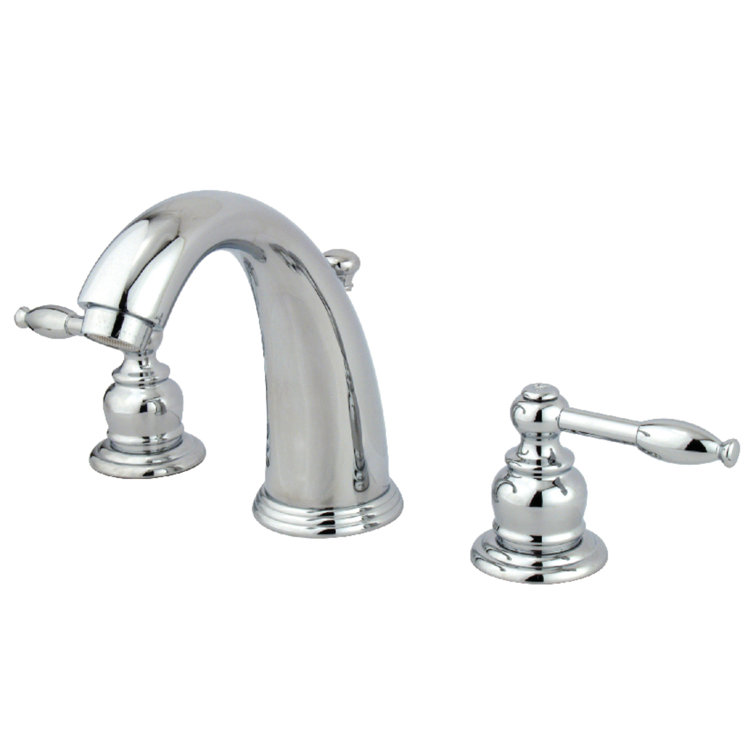 Kingston Brass Knight Two-Handle 3-Hole Deck Mount Widespread Bathroom Faucet with Retail Pop-Up Drain