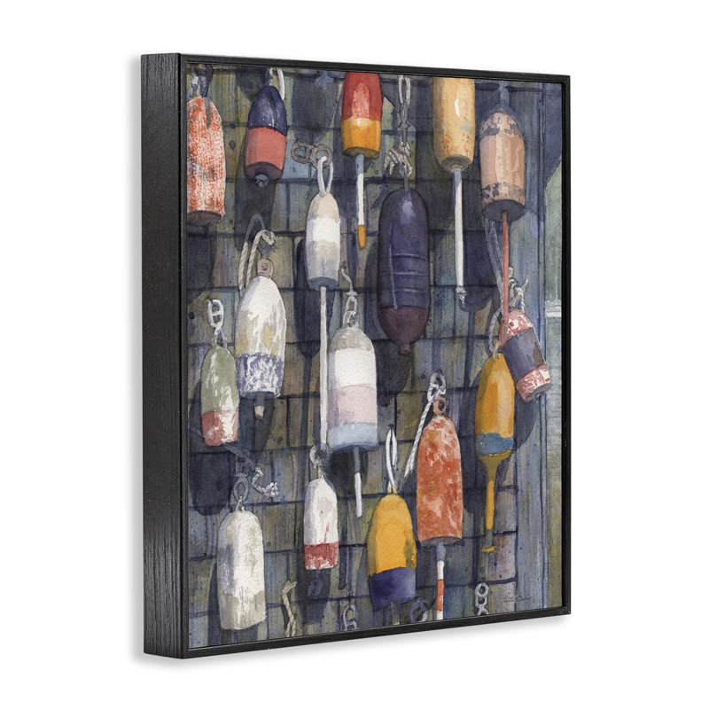 Bouées suspendues à l'aquarelle, estampe numérique, design par Patti Bishop, H 30 po x l 24 po
