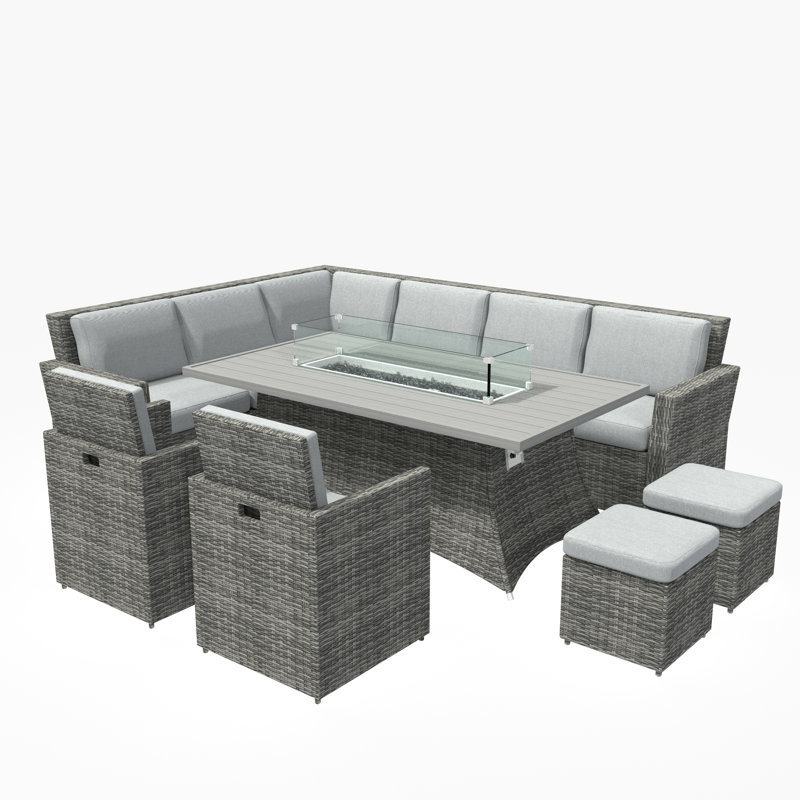 Ensemble de conversation modulaire avec coussins 9 pièces Bryliee