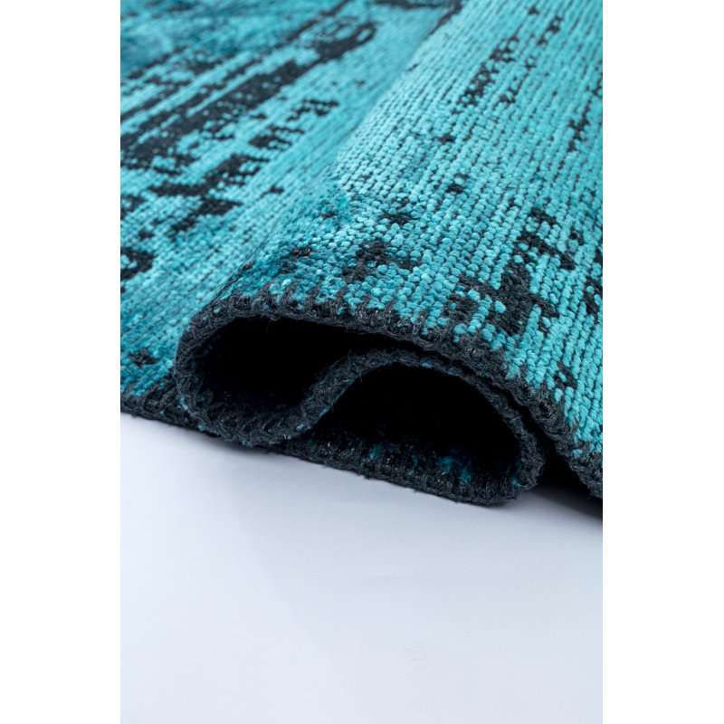 Rapture Teal/Black Abstract Luxury Area Rug, Rectangle 7'10" x 11'2"