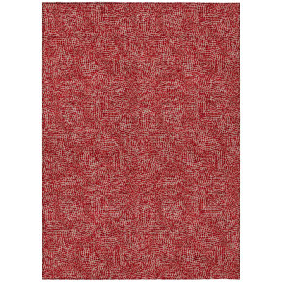 3' X 5' Red And Ivory Geometric Washable Indoor Outdoor Area Rug