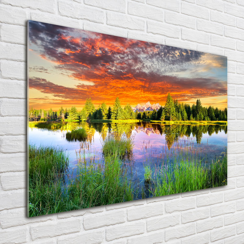 River In The Forest - Unframed Art Prints on Glass
