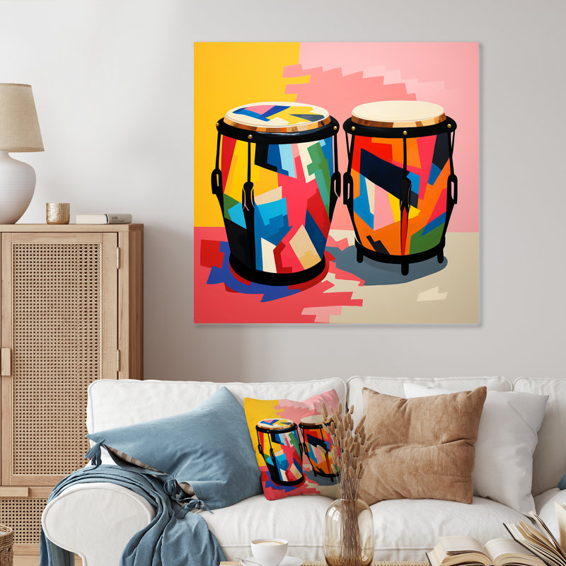 «Mexico Drums Music Instruments III - Fruits», art mural en métal, H 36 po x l 36 po x P 1,5 po