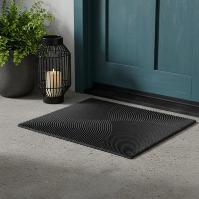 Tapis de porte d'extérieur en caoutchouc noir 18 po x 30 po
