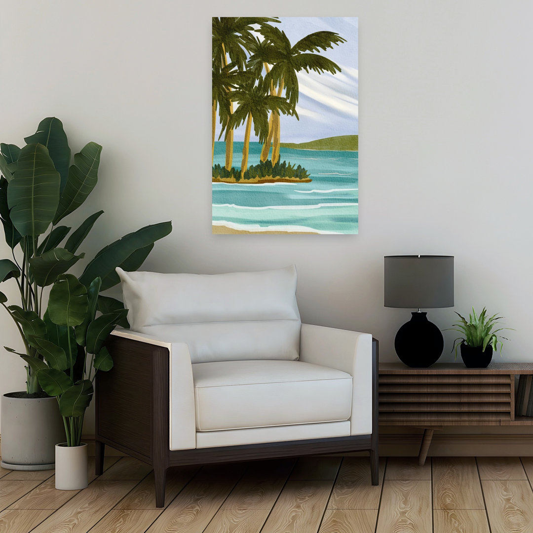 Tropical Island Palms Serene Tranquil Abstract Palm Tree Coastal Wall Art Print