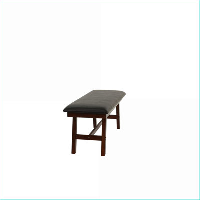 Banc en bois de noyer brun avec cadre en bois massif, siège rembourré en similicuir chocolat noir pour la salle à manger de cuisine, 1 pièce pour adultes