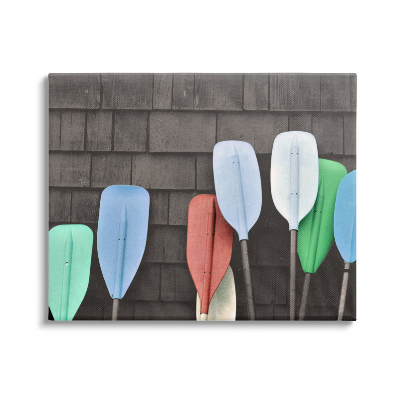 «Mixed Ores Against Beach Shed Boating Paddle» par Daphne Polselli - photographie, Toile tendue, H 30 po x l 40 po x P 1,5 po