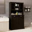 Armoire de salle de bain inclinable à deux compartiments avec panier à linge haut et 2 tablettes réglables-121089153