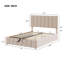 Lit plateforme tapissier double avec système de rangement hydraulique - beige