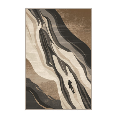 Tapis rustique gris et beige lavable à la machine Aguilar