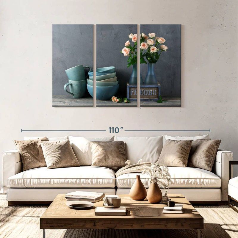 Senne Rustic Blue Ceramics, 48" H x 74" W