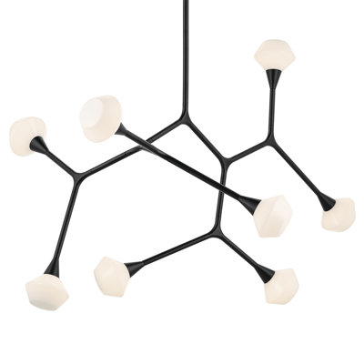 Convertible Modern Adjustable Chandelier with Opal Glass
