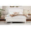 Lit plateforme en bois de style Mid-Century avec tête de lit et support à lattes de bois, sans sommier, blanc-375460638