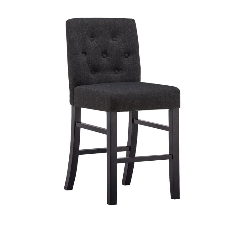 Kahori Upholstered Counter Stool, Counter stool (24" Seat Height), Charcoal, 4