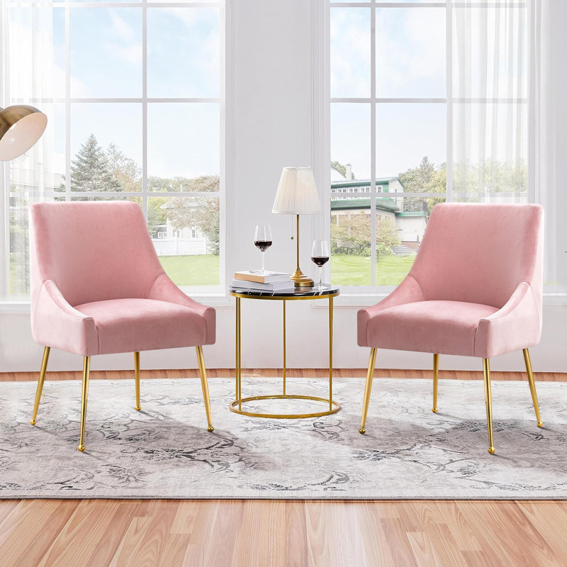  Chaise d'appoint rembourrée Krafick, Velours rose