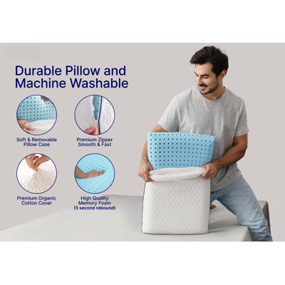 Oreiller en mousse viscoélastique imprégnée de gel - Taille standard, 1 paquet, oreiller ferme pour le soutien du cou et des épaules orthopédique