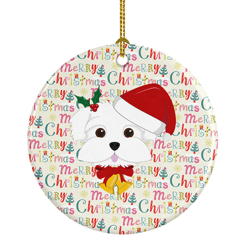 Ornement suspendu en céramique Maltese Merry Christmas