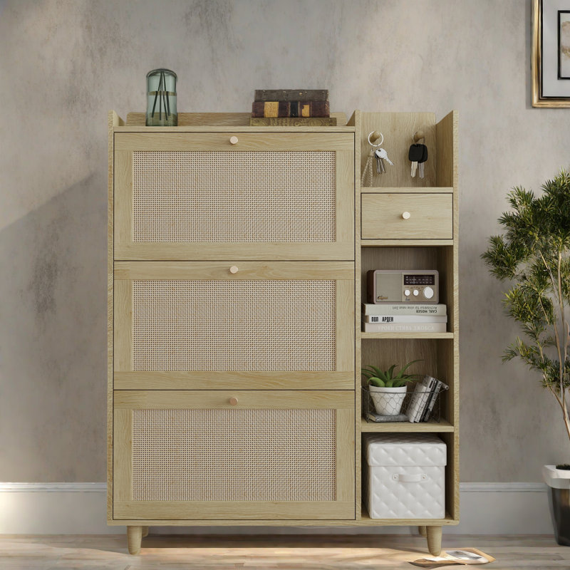 Armoire à chaussures de style bohémien, Range-chaussures, Blanc antique