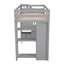 Lit mezzanine simple avec tiroirs de rangement, bureau et escalier, lit mezzanine en bois avec tablettes - gris