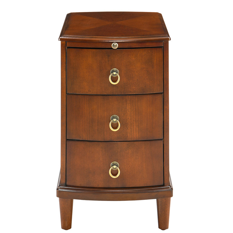 Table de bout étroite avec tablette coulissante, table de chevet en bois à 3 tiroirs pour petits espaces LUMera Collection